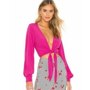 Flynn Skye Allie top size small pink blouse with tie front new with tags
